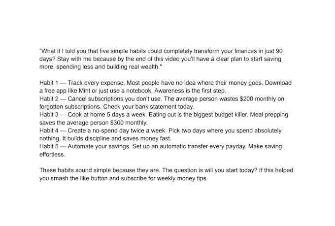 write a captivating personal finance youtube and tiktok video script